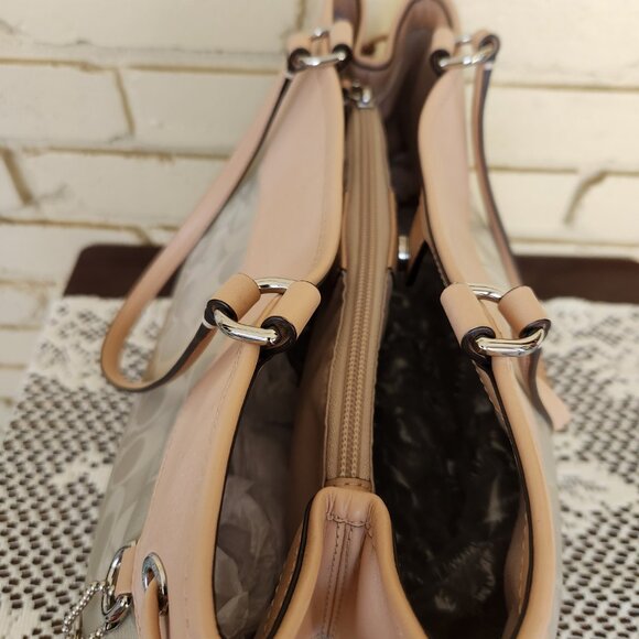 Euc Coach Signature C's Tan & Beige Satchel Purse Large - Picture 12 of 14
